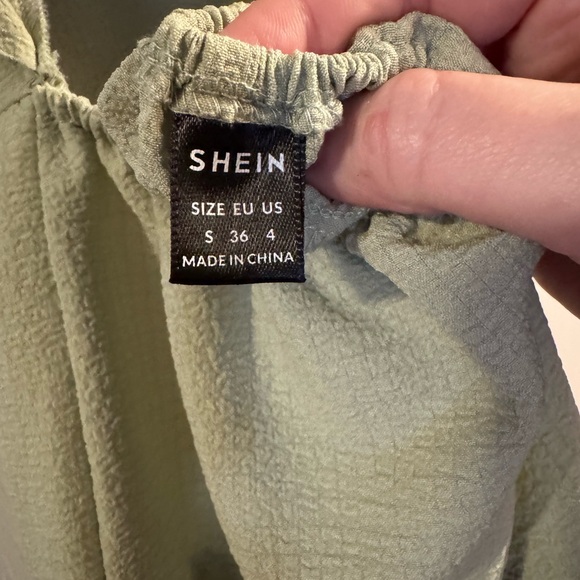 SHEIN Sage Green Textured Tiered Dress - Picture 3 of 3